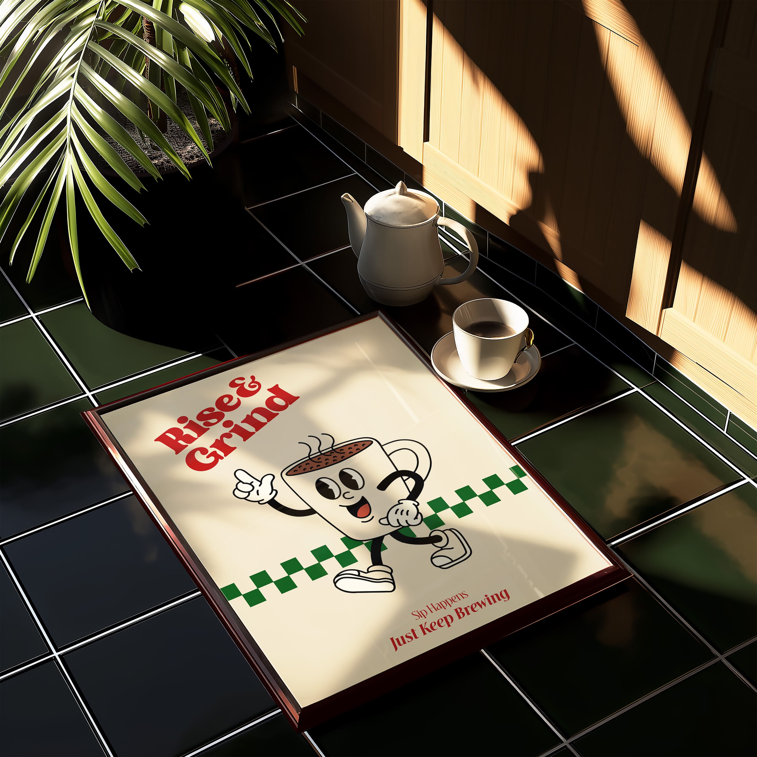 Rise & Grind Coffee Art Print