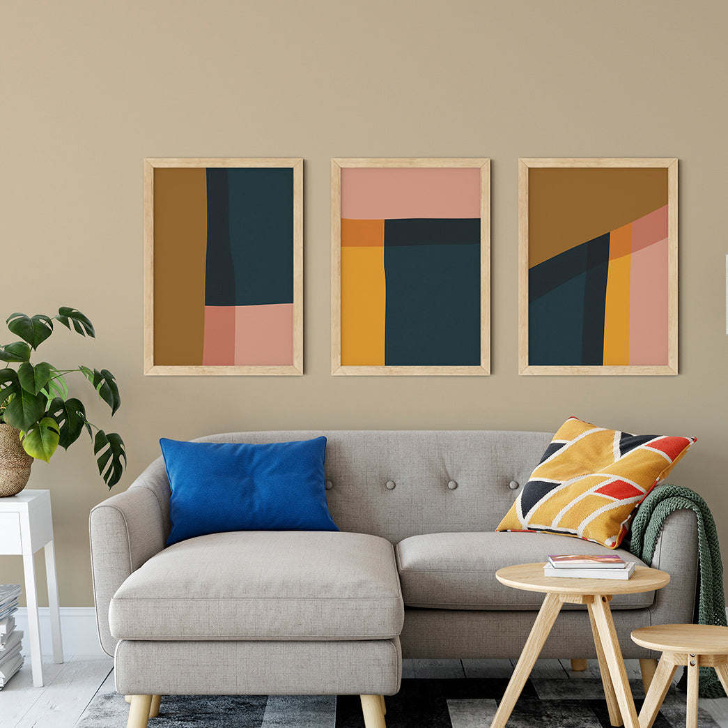 Abstract Blocks | Art Print Set of 3